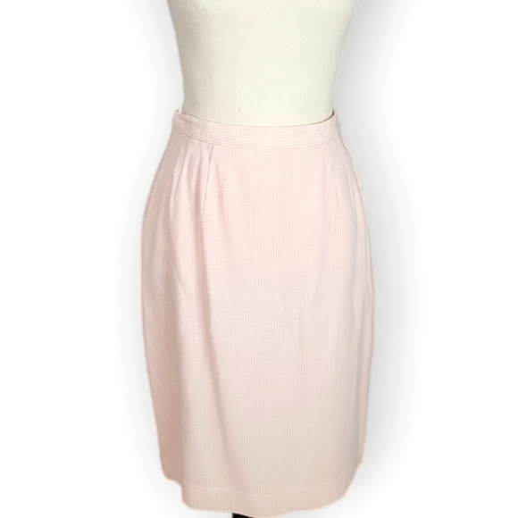 Le Suit Petite Pink Checkered 2 Piece Skirt & 4 Button Front Blazer Suit Size 6P - Picture 5 of 10